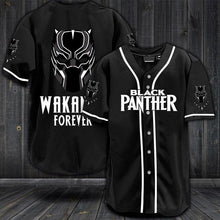Load image into Gallery viewer, BLACK PANTHER WAKANDA FOREVER BASEBALL SHIRT