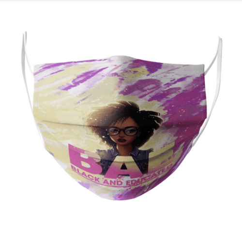 BLACK GIRL AFRO ART - BLACK AND EDUCATE BAE FACE MASK