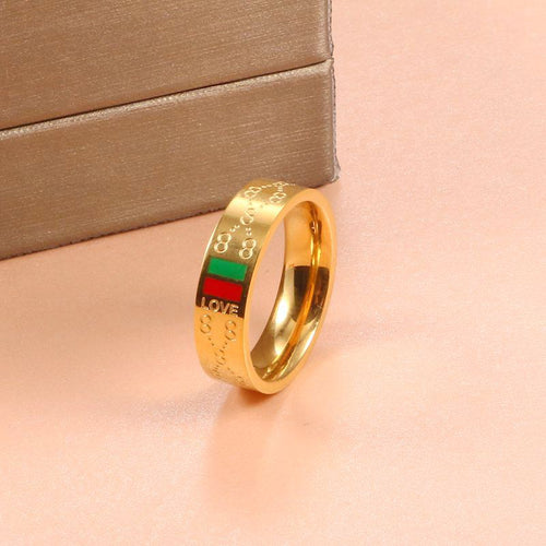 Woman Stainess Steel Rings Man Wedding Party Classic Gold Plating Charming 8 pattern Finger Ring Luxury Brand Wedding Jewelry