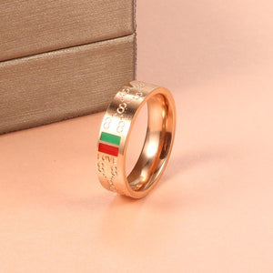 Woman Stainess Steel Rings Man Wedding Party Classic Gold Plating Charming 8 pattern Finger Ring Luxury Brand Wedding Jewelry