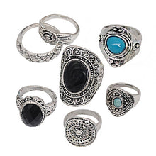 Load image into Gallery viewer, Yumfeel New Bohemia Vintage Boho Jewelry Rings Mixed Lot Tibetan Silver Plated Ring 8pcs/Lot Bohemian Ring Women Vintage Jewelry