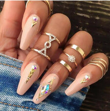 Load image into Gallery viewer, Bohemia Women Rings Fashion Crystal Metal Moon Crown Leaf Feather Crystal Gems  Joint Ring Set Party Jewelry Ring Set For Women