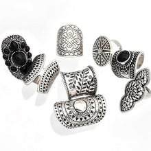 Load image into Gallery viewer, Yumfeel New Bohemia Vintage Boho Jewelry Rings Mixed Lot Tibetan Silver Plated Ring 8pcs/Lot Bohemian Ring Women Vintage Jewelry